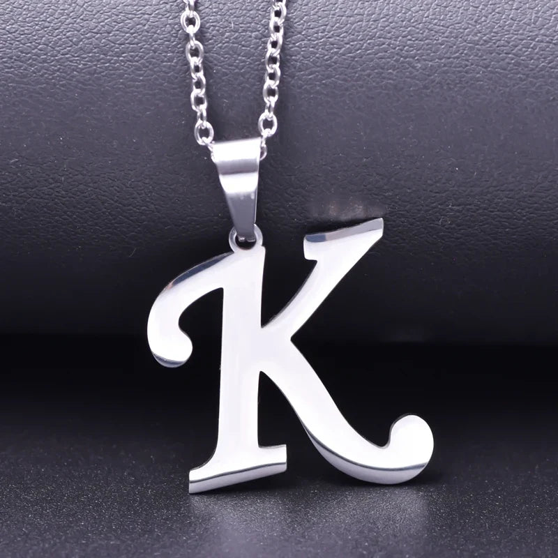 26 Letters Necklace Stainless Steel Initial Necklaces Pendant Big