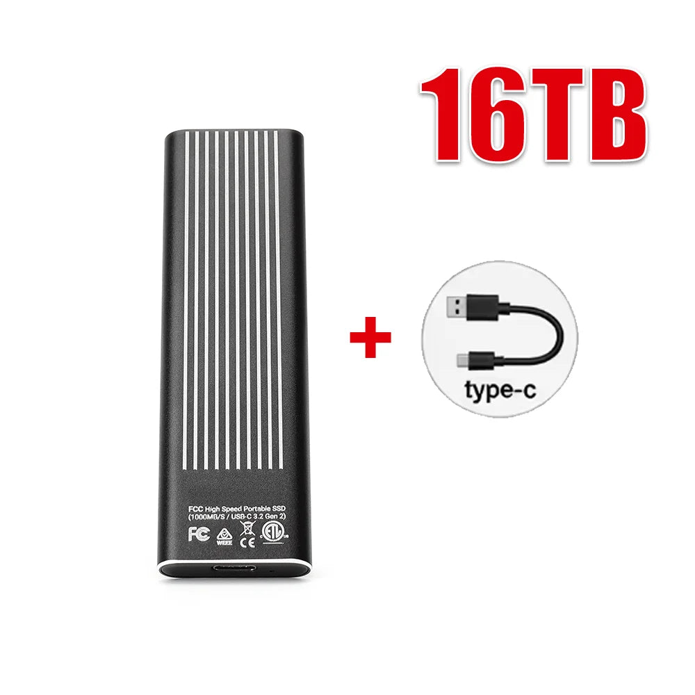 High Speed External Portable SSD 6TB 12TB Plug and Play Mobile Hard Drive Compatible with Windows IOS Android DevicesHigh Speed