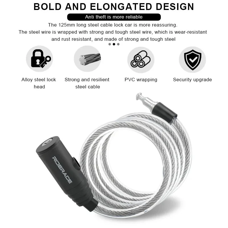 Portable Bike Anti-theft Ring Lock High Security Scooter Electric E-Bike Road Bike Lock Sliver Bicycle Cable Locks