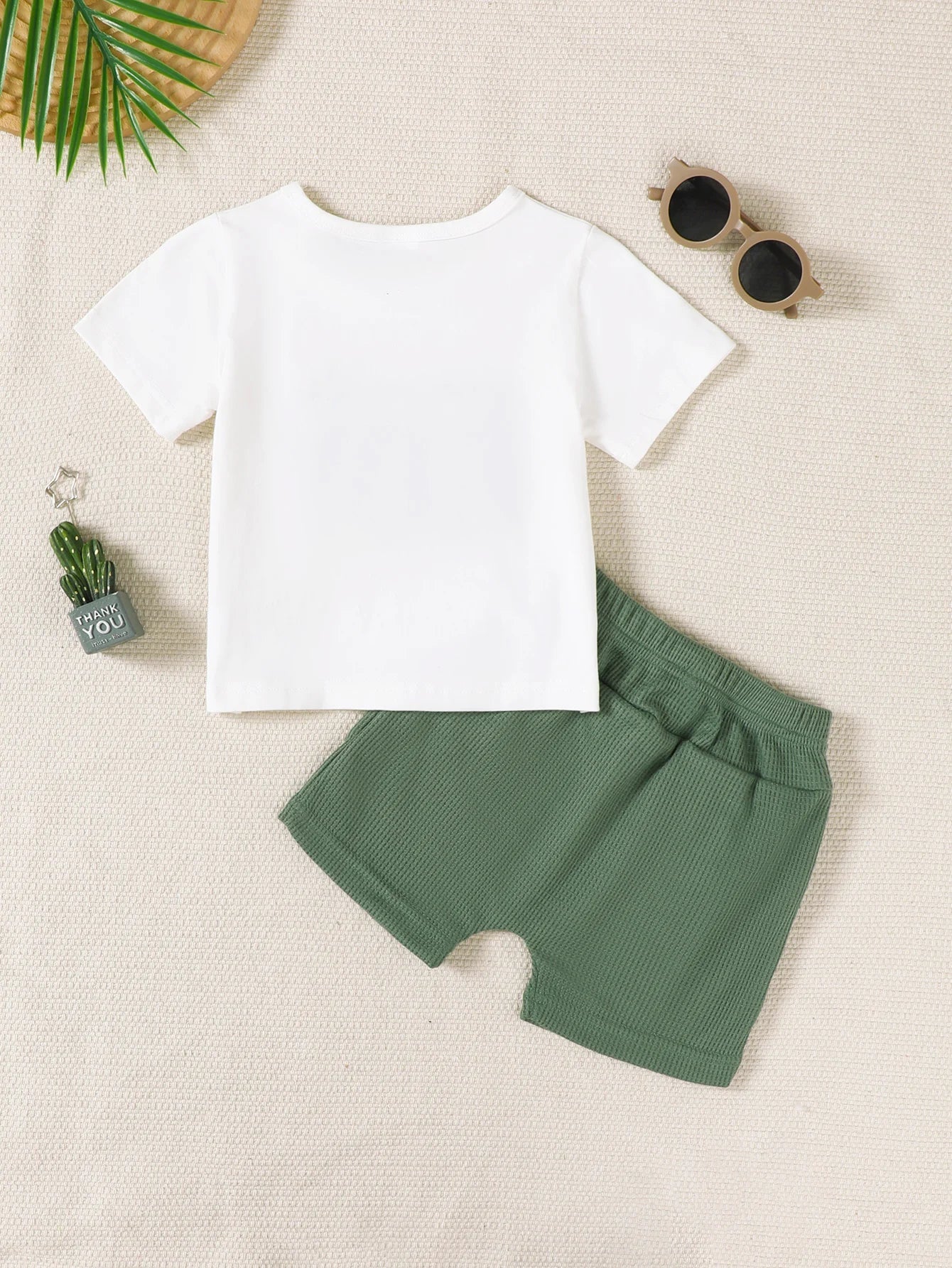 2pcs Baby Boy Set Mom's Boy Letter Pattern Short Sleeve+shorts Set