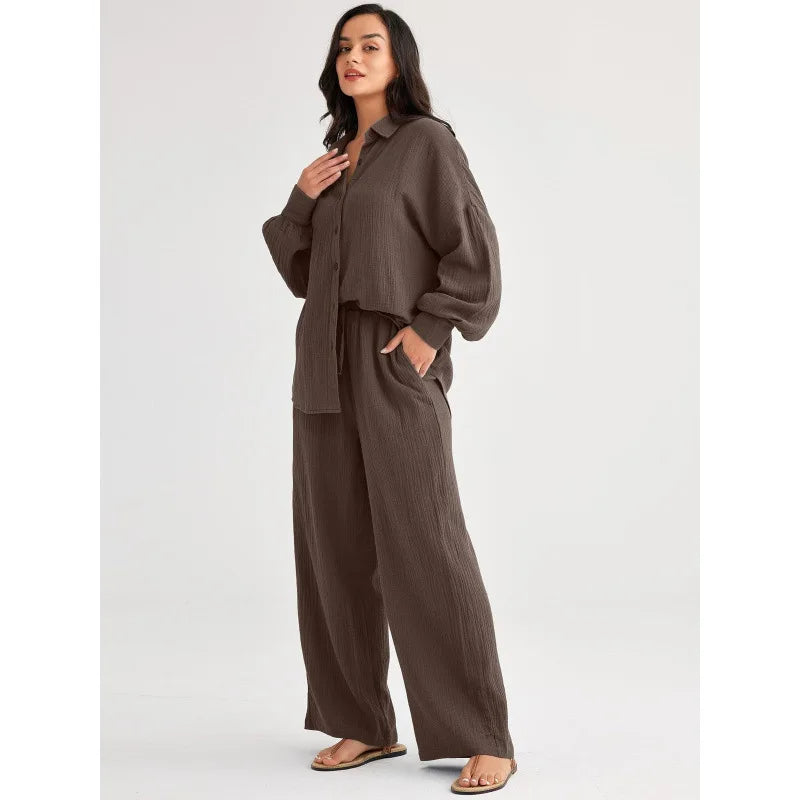 2026 Spring and Summer Casual Suit New Fashion Suit Loose Casual Top Wide Leg Pants Two-piece Set for Women