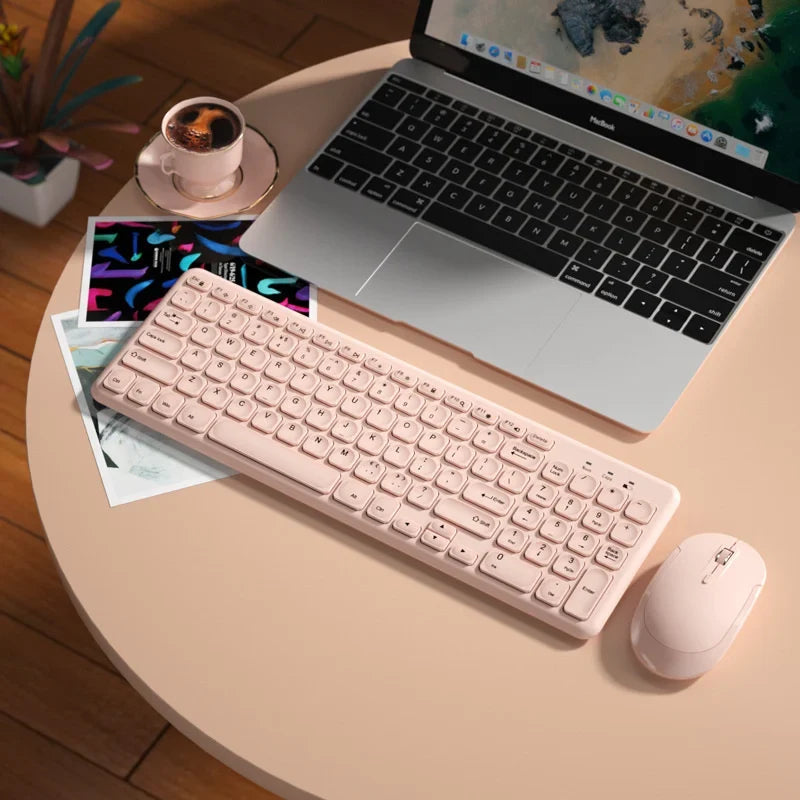Fashion Keyboard and Mouse Set Wireless PC Gamer Keyboards and Mouse Kit Ultra Thin Office Ergonomic Gaming Keypad Mice Purple