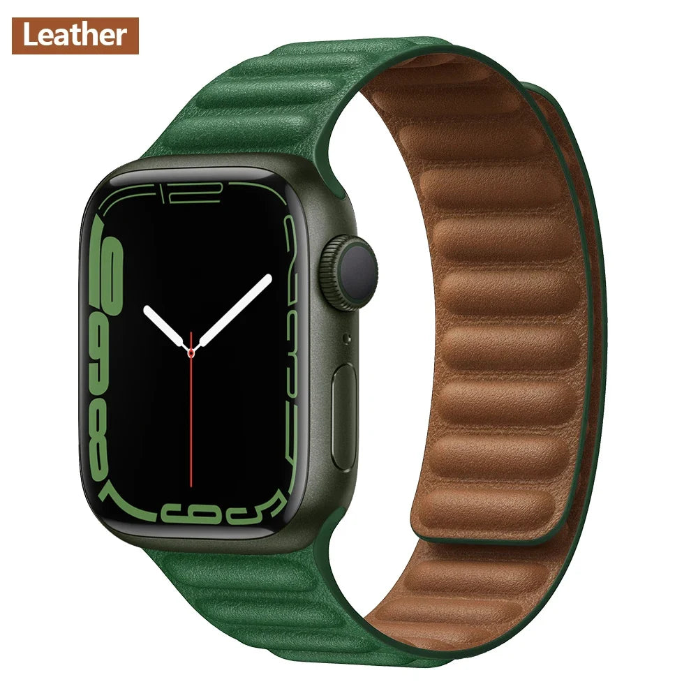 Apple Watch Leather Band - Premium Magnetic Loop Strap