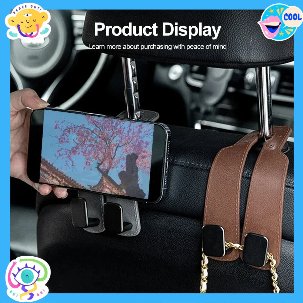 Gancho trasero para asiento de coche de gamuza con doble cabeza, gancho pequeño de almacenamiento trasero, suministros de decoración interior del coche