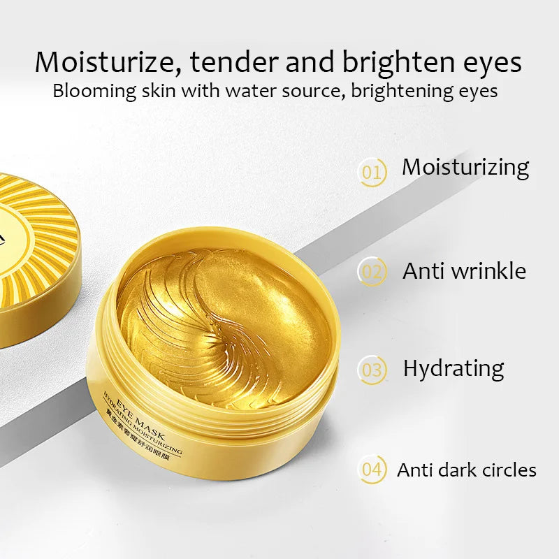 120pcs BIOAQUA  Gold Crystal Collagen Eye Mask Anti Dark Circles Anti-Wrinkles Seaweed Moisturizing Eye Patches Eyes Skin Care