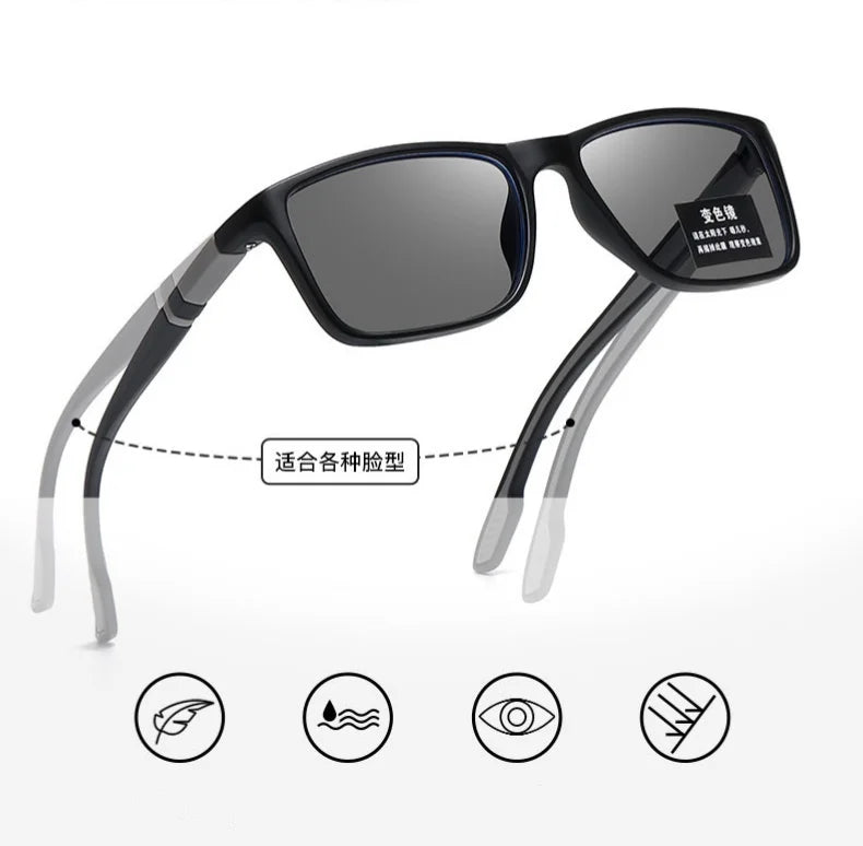 -0.5 -0.75 -1.25 Photochromic Anti Blue Light Outdoor Sports Cycling Ultra Light High-definition Color Changing Myopia Glasses