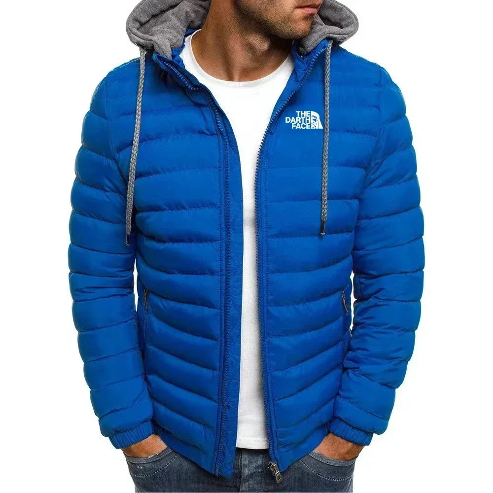 Men's Winter Warm Zipper Hooded Jacket Casual Slim Fit Fashionable Outdoor Business Travel Coat Windproof Thick Mens Clothing