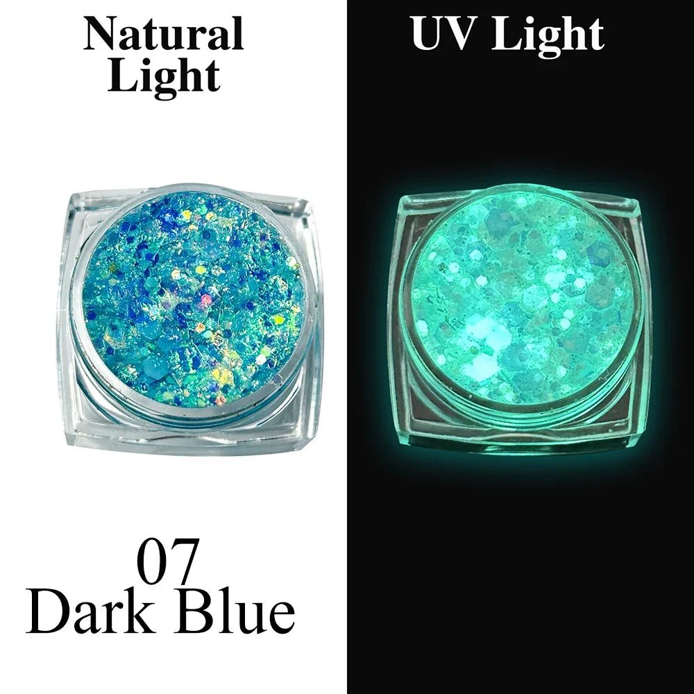 Luminous Glitter Gel Face Body Art Makeup UV Glow in The Dark Waterproof Long Lasting for Party Rave Festival Cosmetic Tool