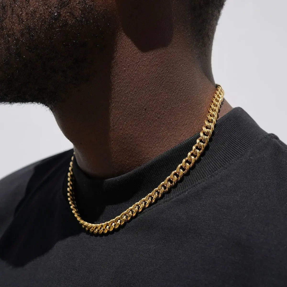 3-11mm Classic Cuban Chain Necklace for, Silver Black Gold Grey Color