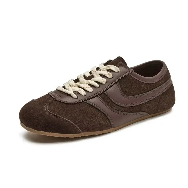 German Training Shoes Women 2026 New Genuine Leather Women Sneakers Flat Lace-up Retro Large Size Forrest Gump Shoes Women