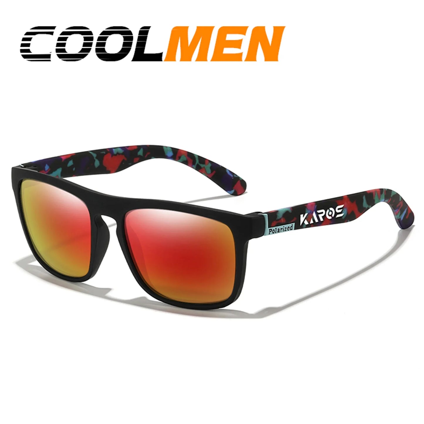 COOLMEN Classic Men Square Polarized Fishing Sunglasses Outdoor Driving Cycling Running Goggles Vintage Large Frame UV400