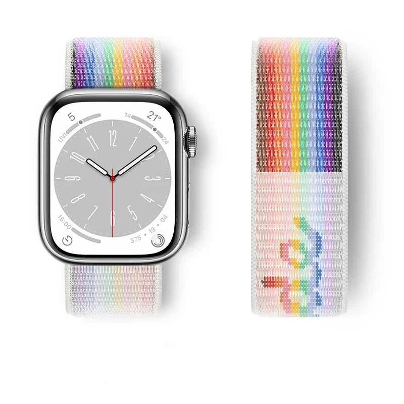Nylon Sport loop Strap For Apple Watch Band 44mm 42/40mm 45mm  38/41mm pride Bracelet iwatch Ultra2 49mm Series 9 8 se 7 6 5 4 3