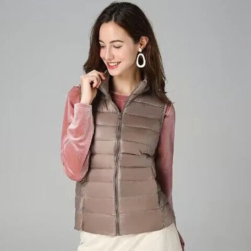 2026 White Duck Down Jacket Women Vest Autumn Winter Sleeveless Waistcoat Warm Lightweight Puffer Jacket Female Tops Outwear
