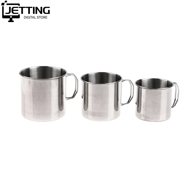 1pc Stainless Steel Folding Handle Cup Portable Carabiner Cup Outdoor