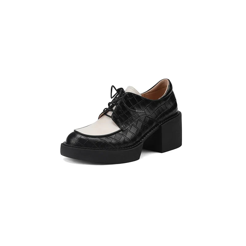 2024 New Spring Genuine Leather Women Shoes Casual Lace-up Loafers Round Toe Platform Shoes Shoes Woman Zapatos De Mujer Women
