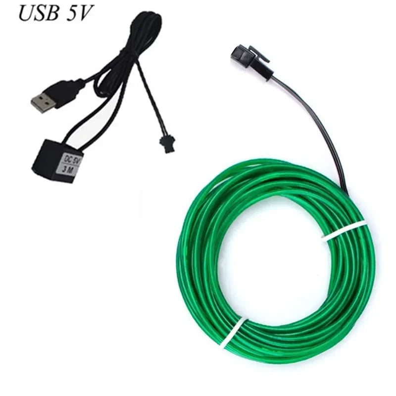 Flexible Neon Light Glow EL Wire Rope Cable LED Lights For Christmas Dance Rave Decoration DIY Shoes Clothing USB LED Strip Lamp