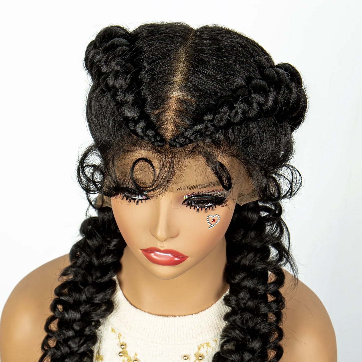 1B/30 Dark Brown Synthetic Lace Frontal Dutch Box Braided Wigs for Black Women Fishtail Braids Wigs with Baby Hair Cornrow Wigs