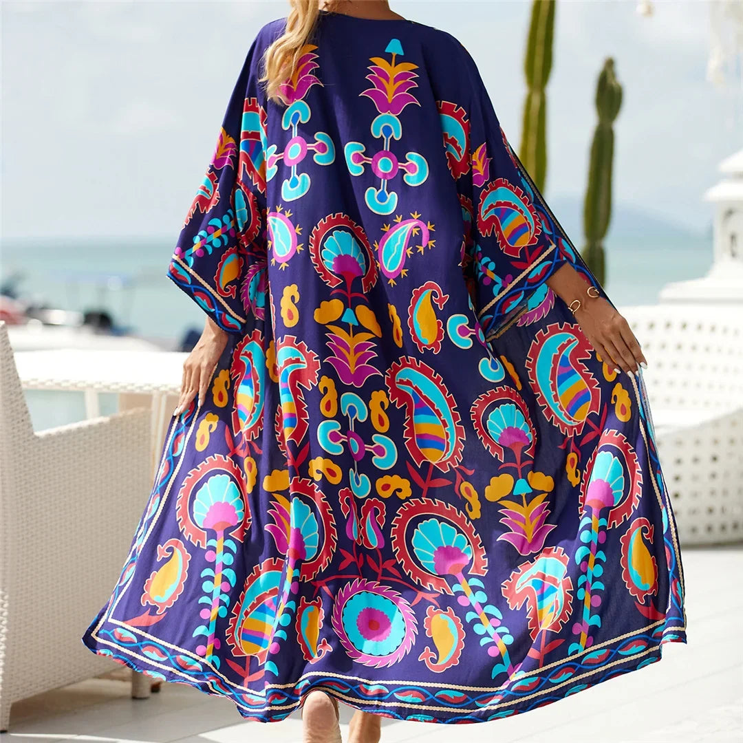 13 Colors Printed With Belt Crochet Knitted Tunic Beach Cover Up Cover-ups Beach Dress Beach Wear Beachwear Female Women K7201