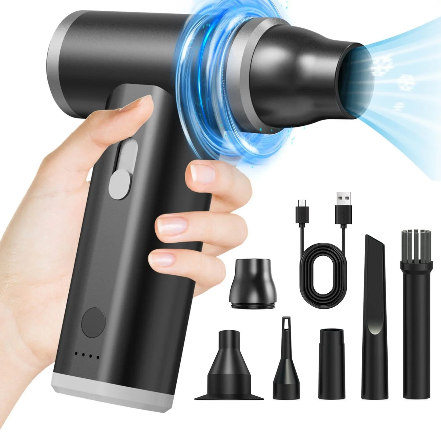 For Outdoor Camping Cordless Compressed Air Duster Outdoor Camping Essentials Aircraft Grade Fan Blades Built-in Battery 4000mAh