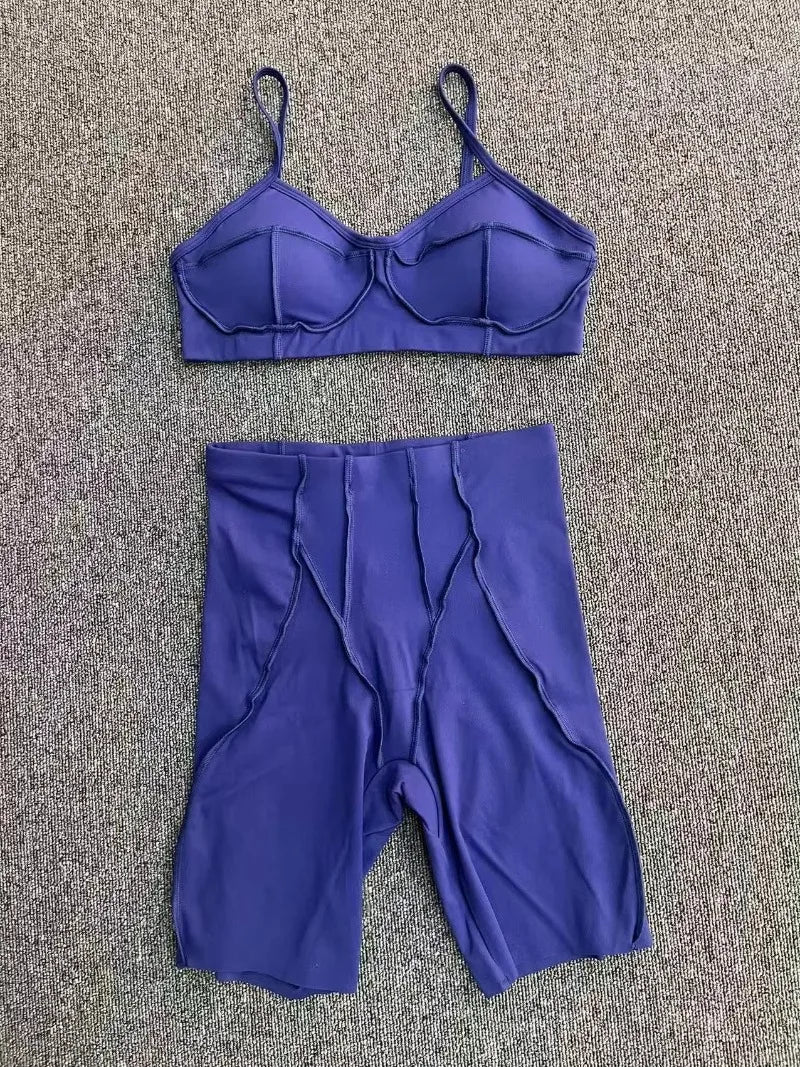 2-Piece Yoga Set – Open Back Sports Bra & High Waist Shorts