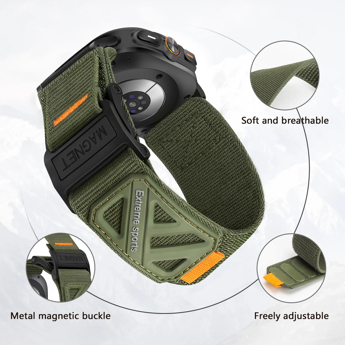 Samsung Galaxy Watch Ultra & Ultra 2 Nylon Band, Magnetic Buckle