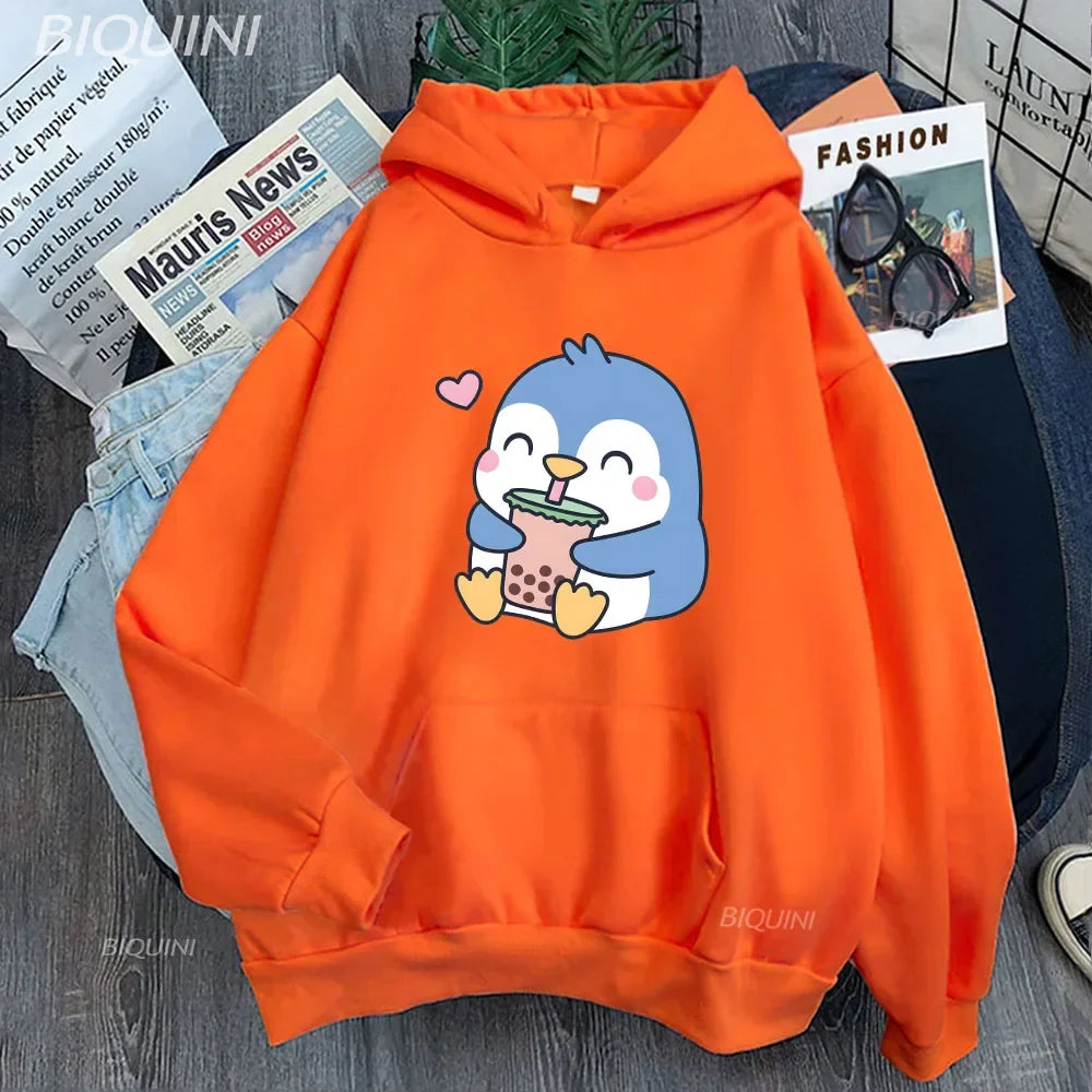 Sudadera con capucha de pingüino que ama el té de Boba