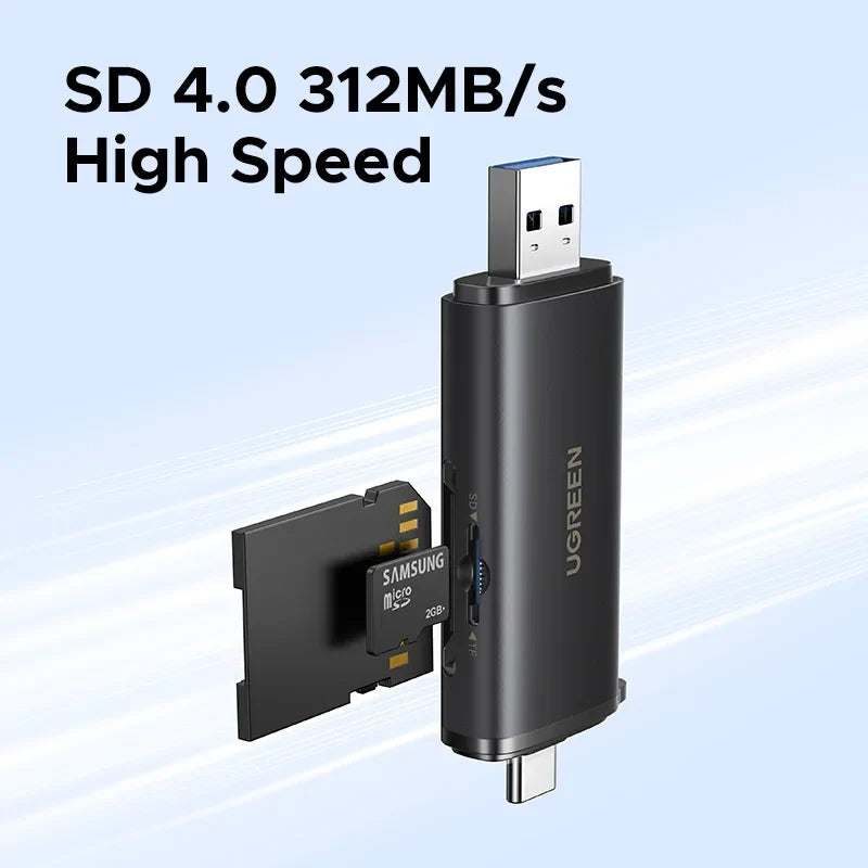 UGREEN SD4.0 Card Reader 312MB/s USB-C/USB-A USB Memory Card Reader for SD Micro SD UHS-II for Laptop iPhone Samsung iPad PC