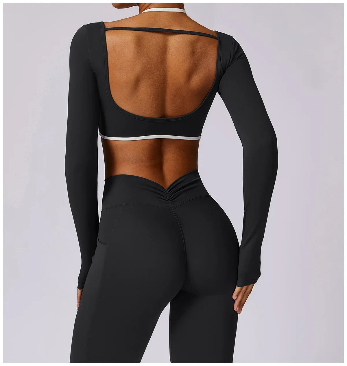 2-Piece Activewear Set – Long Sleeve Crop Top & Leggings
