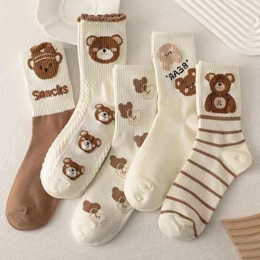 Calcetines de oso de peluche Harajuku