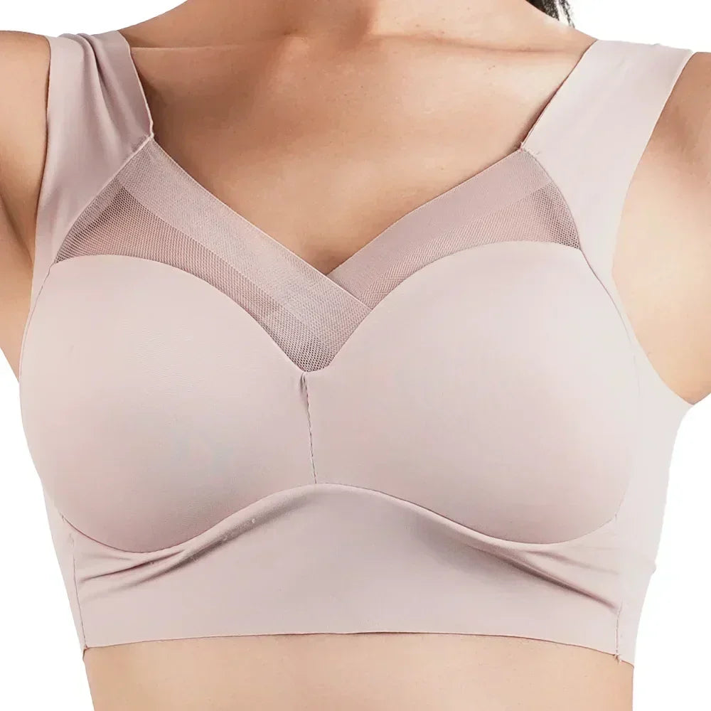 1pc Womens Ice Silk Minimizer Bras Large Size Underwear Seamless Lingerie Push Up Sport Thin Cup Sexy Mesh Yarn Bra for Women