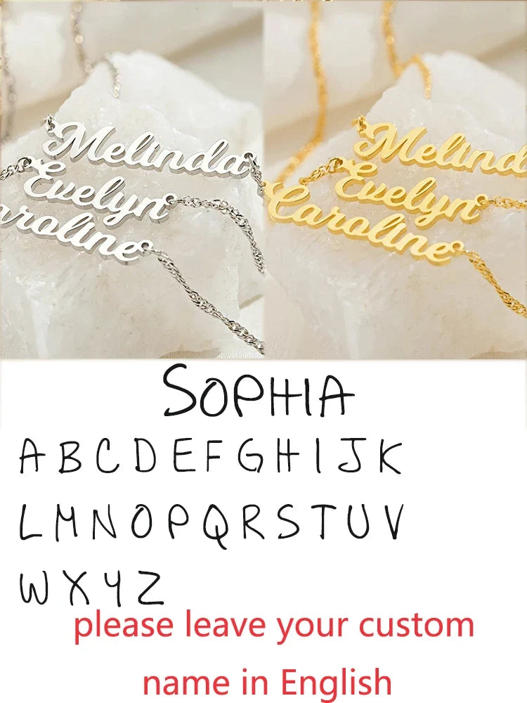 Custom Different Font Name Pendant Necklace for Woman Girls Stainless Steel Nameplate Personalized Choker Necklaces Jewelry Gift