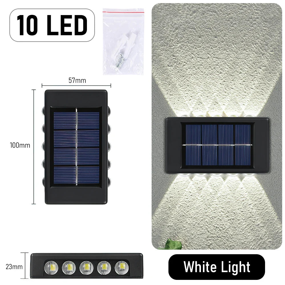 10 LED Solar Wall Lamp Outdoor Waterproof Solar Powered Light UP and