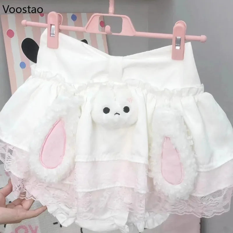 Falda de peluche de conejo Kawaii