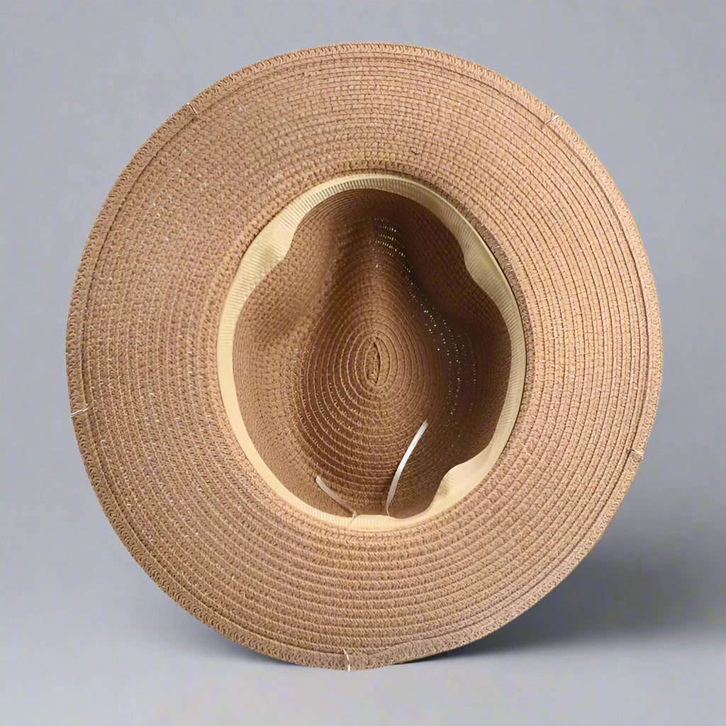 Sombrero Panamá unisex de paja con letras de metal