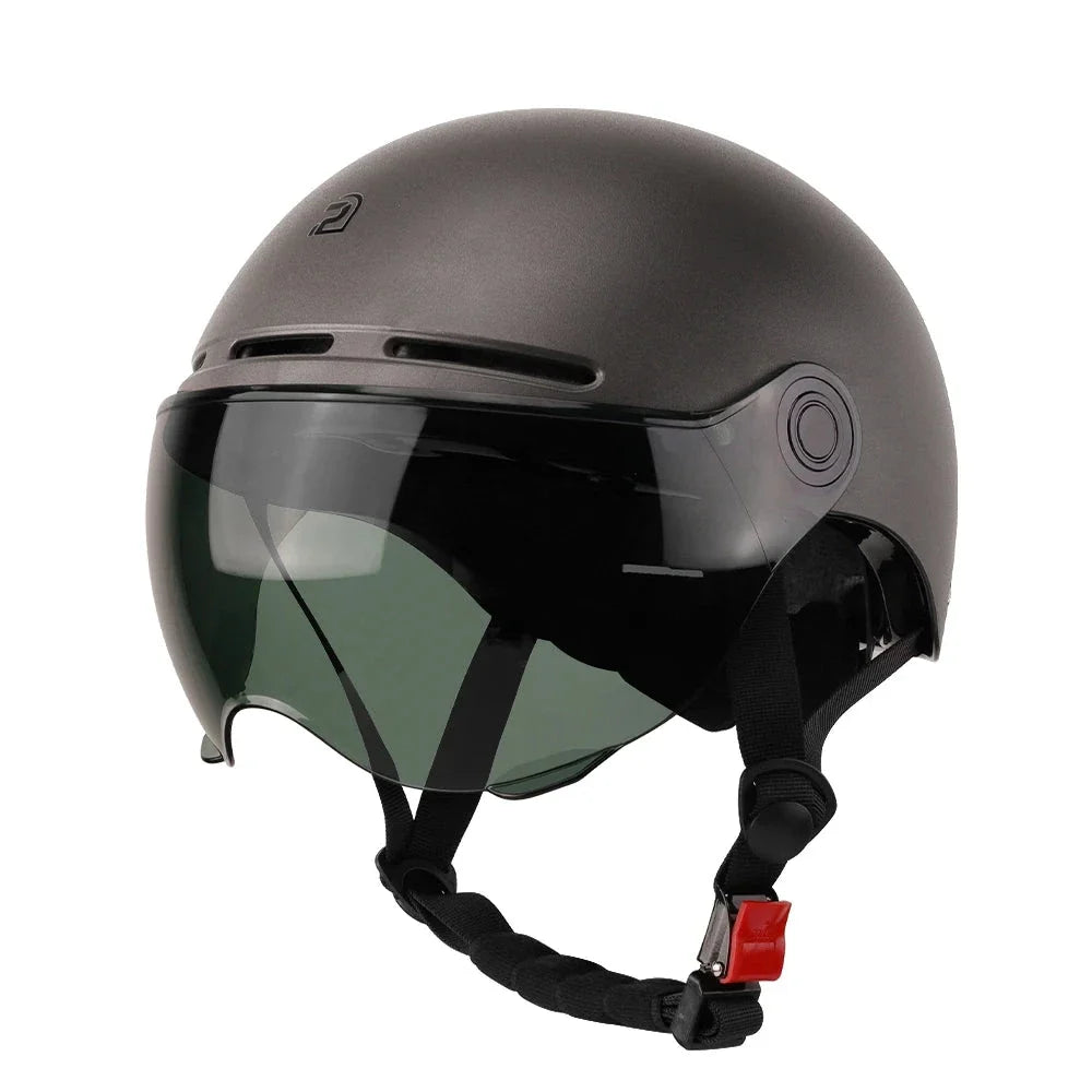 Cycling Helmet with Integrated Goggles and Ear Protection
