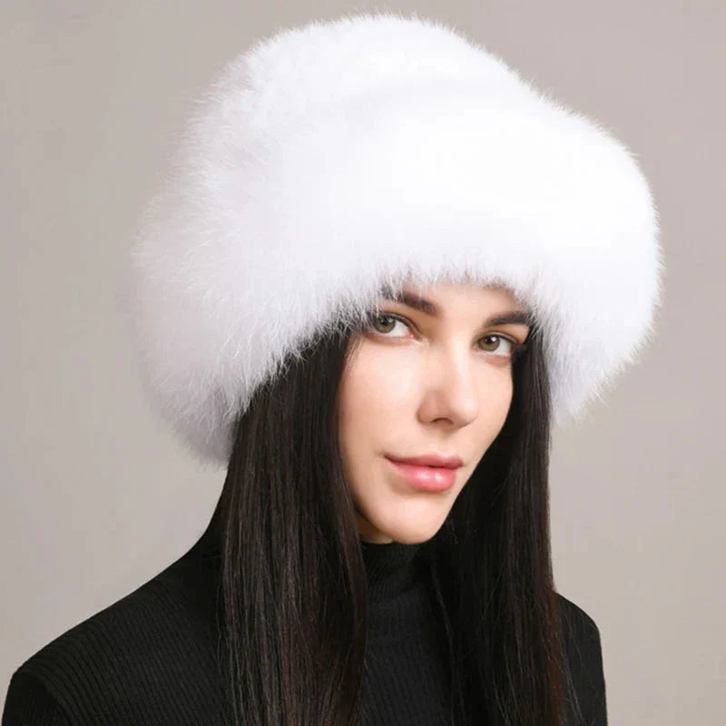 Gorro tejido de piel sintética para mujer