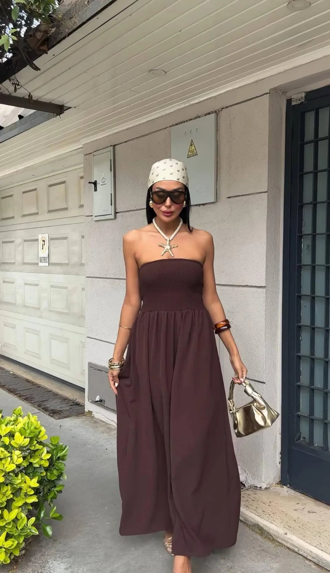 New Summer Fashion Solid Color Off-Shoulder Strapless Waist-Cinching