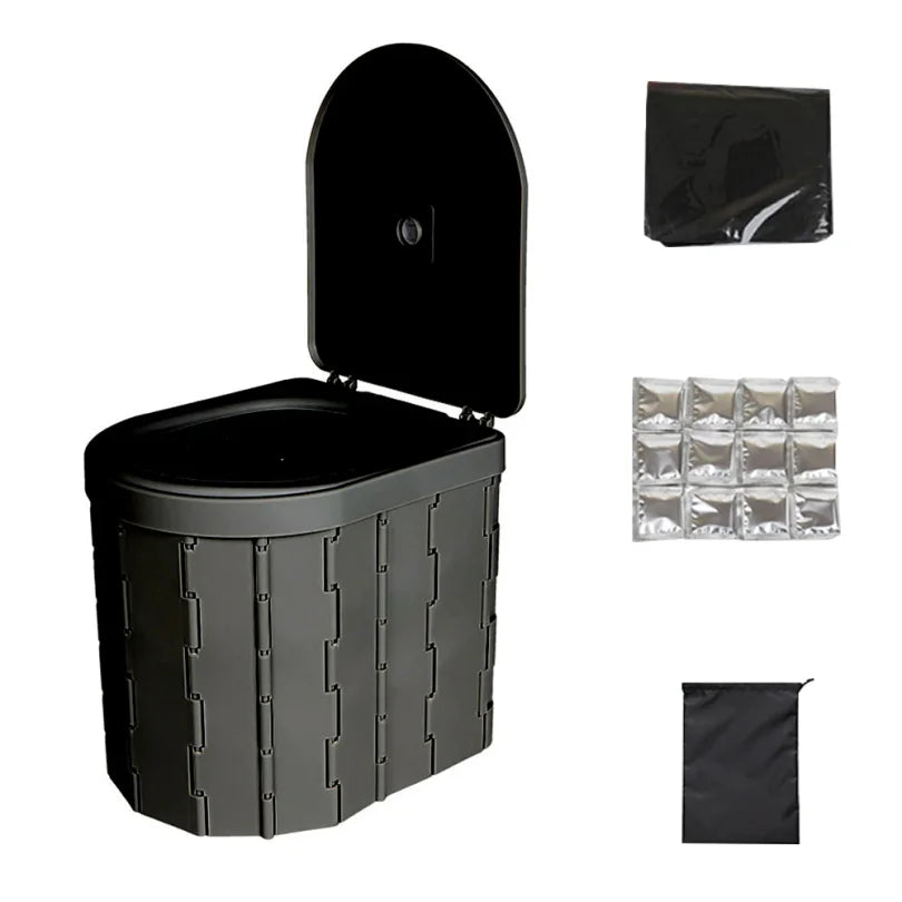Portable Toilet for Camping Convenient Car-mounted Folding Toilet for Travel Adult Kids and Elderly Potty Odor-proof Non-slip