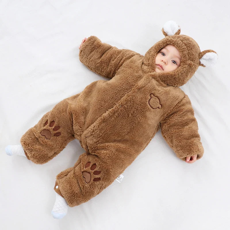 Winter Hooded Baby Romper with Cute Ears