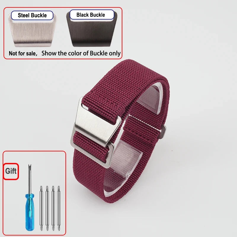 Garmin 18/20/22mm Quick Release Elastic Parachute Nylon Band with Hook Clasp