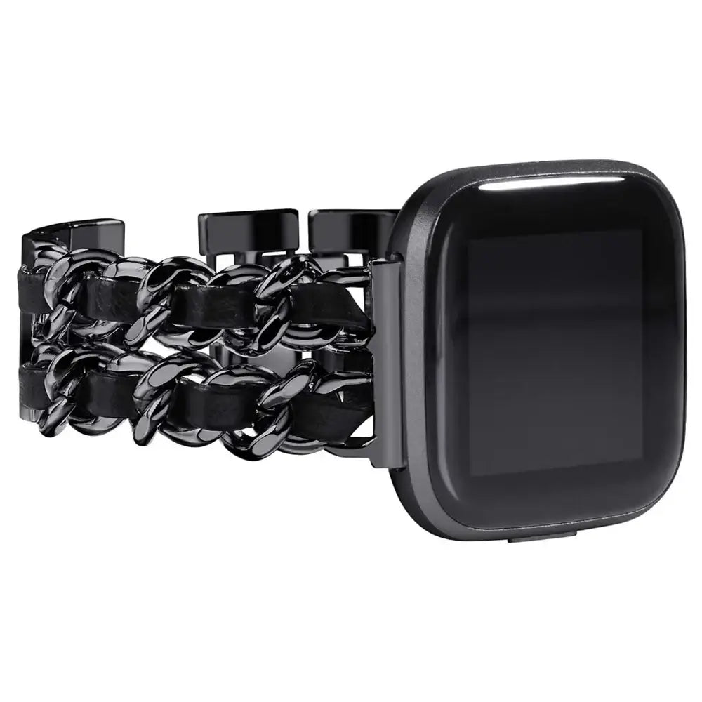 Fitbit Versa & Sense Leather Metal Band - Luxurious Design