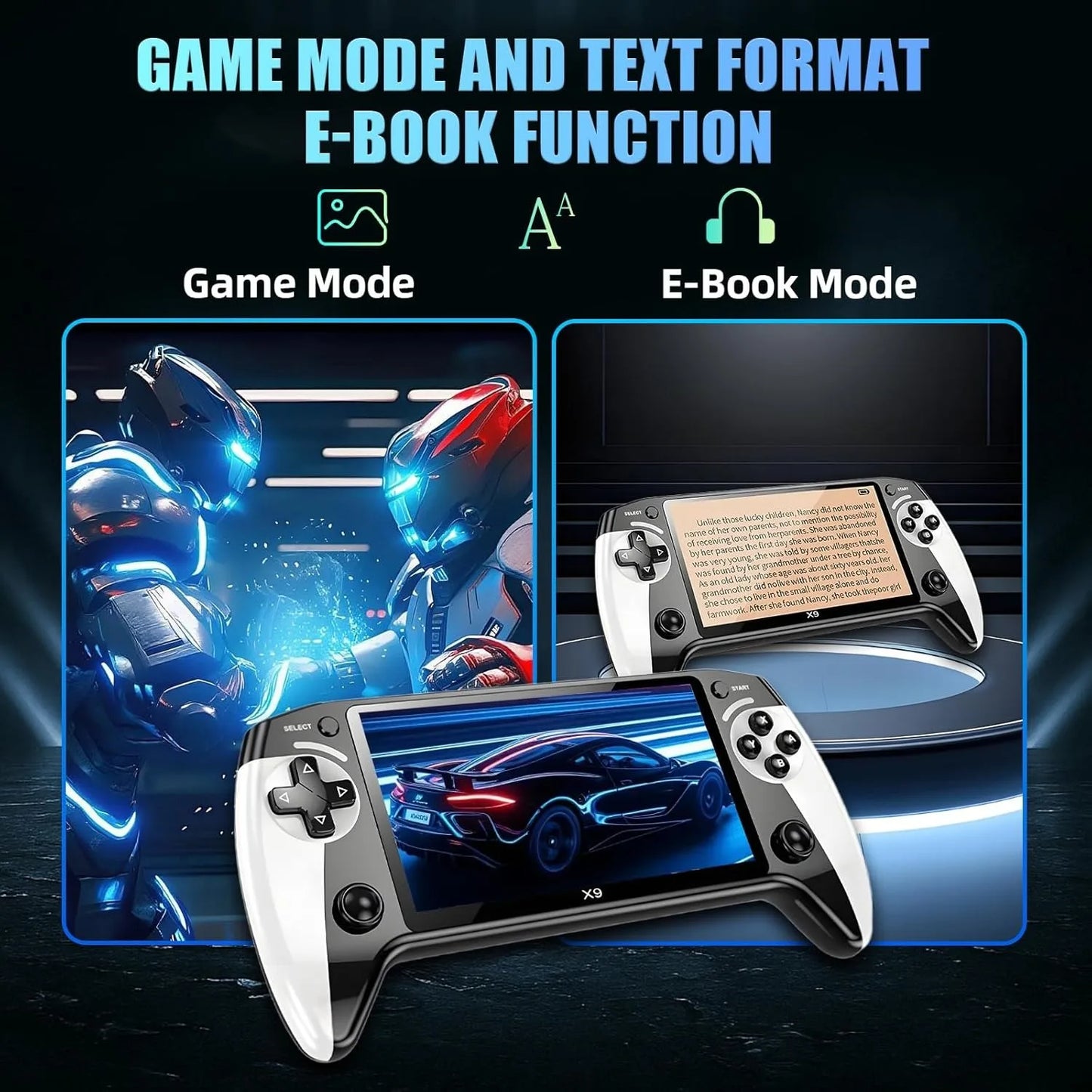 X9 Retro Handheld Game Console, Saker Game Console 5.5-Inch HD IPS Screen, 20000+ Classic Games,TV Connection,Expandable Storage