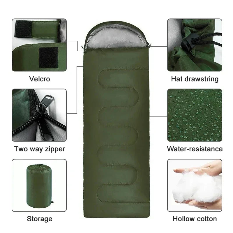 Camping Sleeping Bag Ultralight Waterproof 4 Seasons Warm Envelope Type Sleeping Bag for Outdoor Hiking Backpacking Travel