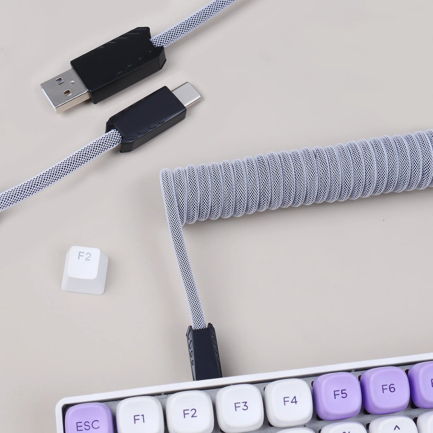 LANO Usb Keyboard Cable FGG Coiled Keyboard Usb Type C Cable Metal Aviator Connector Gaming 00B Usb Keyboard Cable