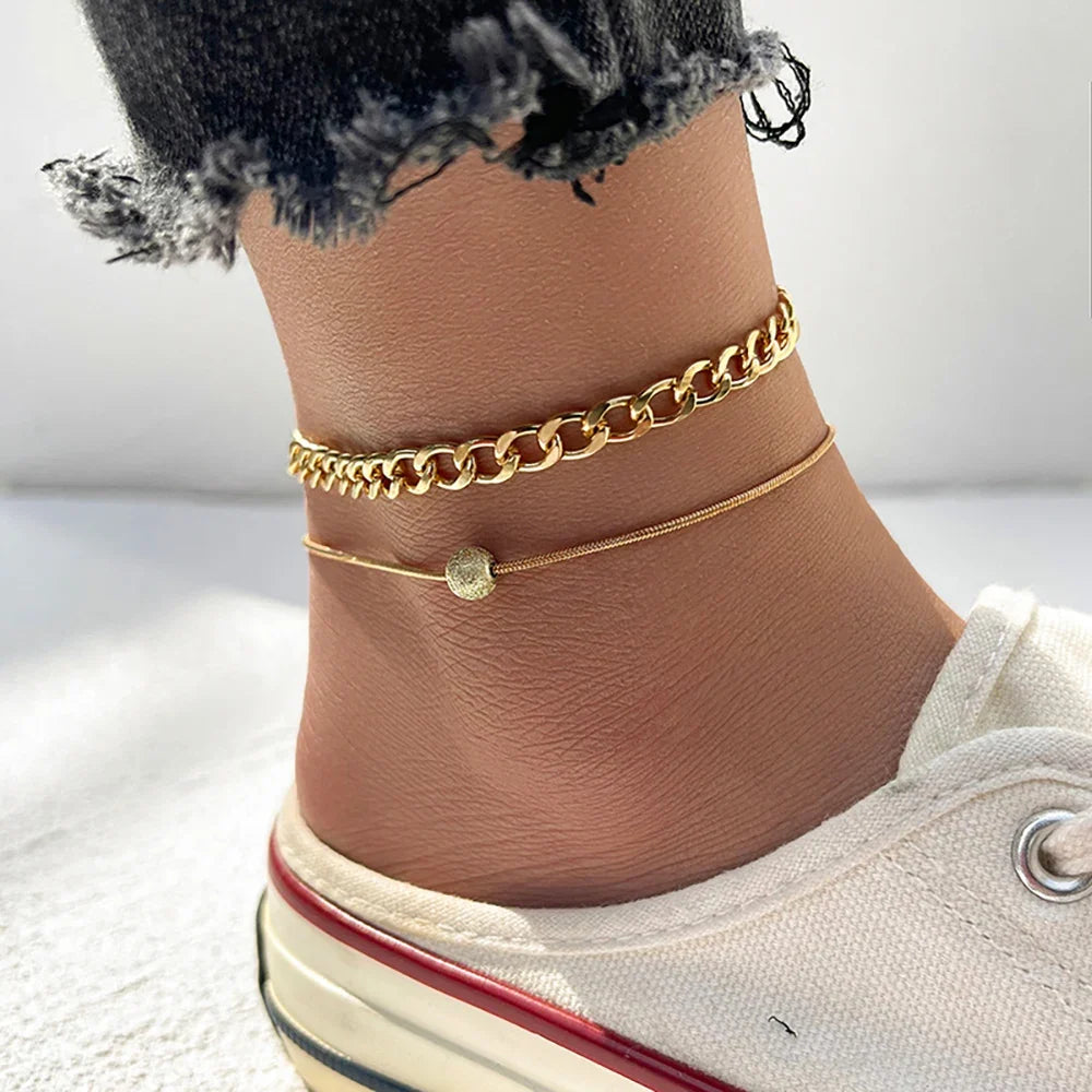 Bohemia Butterfly Anklet Set for Women Star Heart Pearl Charm Ankle