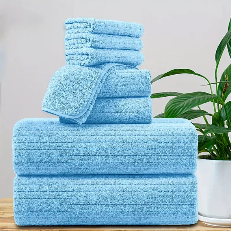 Bath Towel Set 8 Piece Absorbent Quick Dry Towels Daily