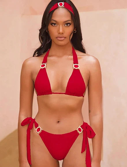 Fashion Triangle Lace Bikini With Pants Set Swimwear Women Shoulder Strap Biquini 3Pcs Set Swimsuits Briefs Sexy 2026 Trendy