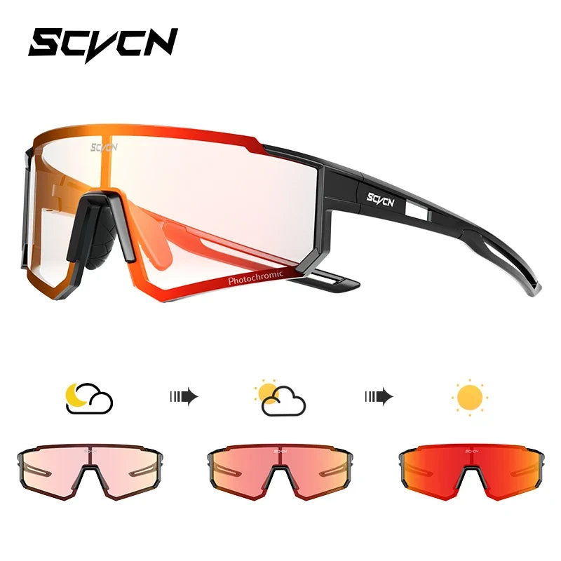 SCVCN Color Photochromic Cycling Glasses Men MTB Cycling Sunglasses Women Road Bike Glasses Outdoor Sports Bicycle Sunglasses