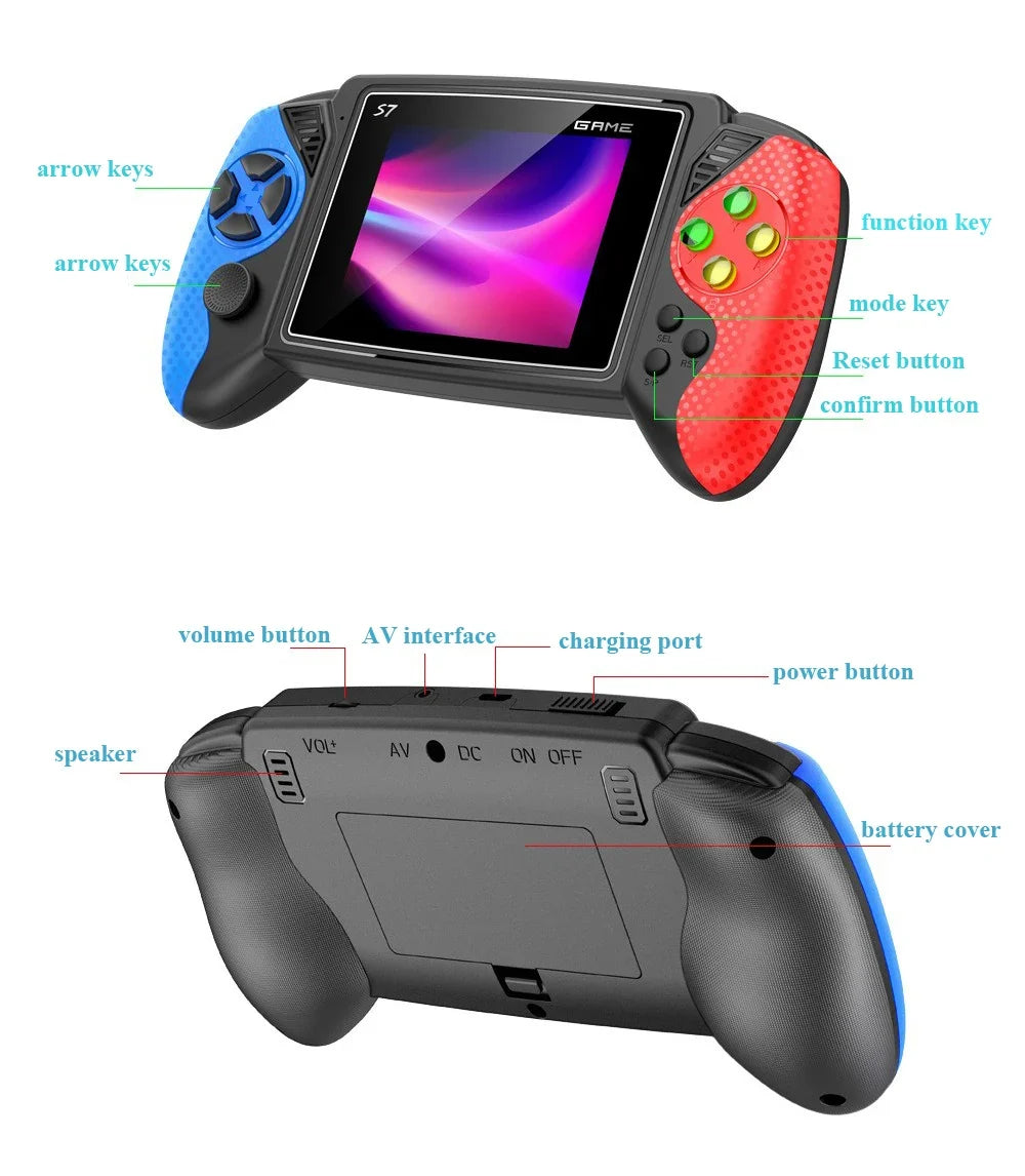 New S7 Retro Handheld Game Console 3.5 inch LCD Screen Built-in 620 Games Console Rechargeable Nostalgic Game Console for Kids