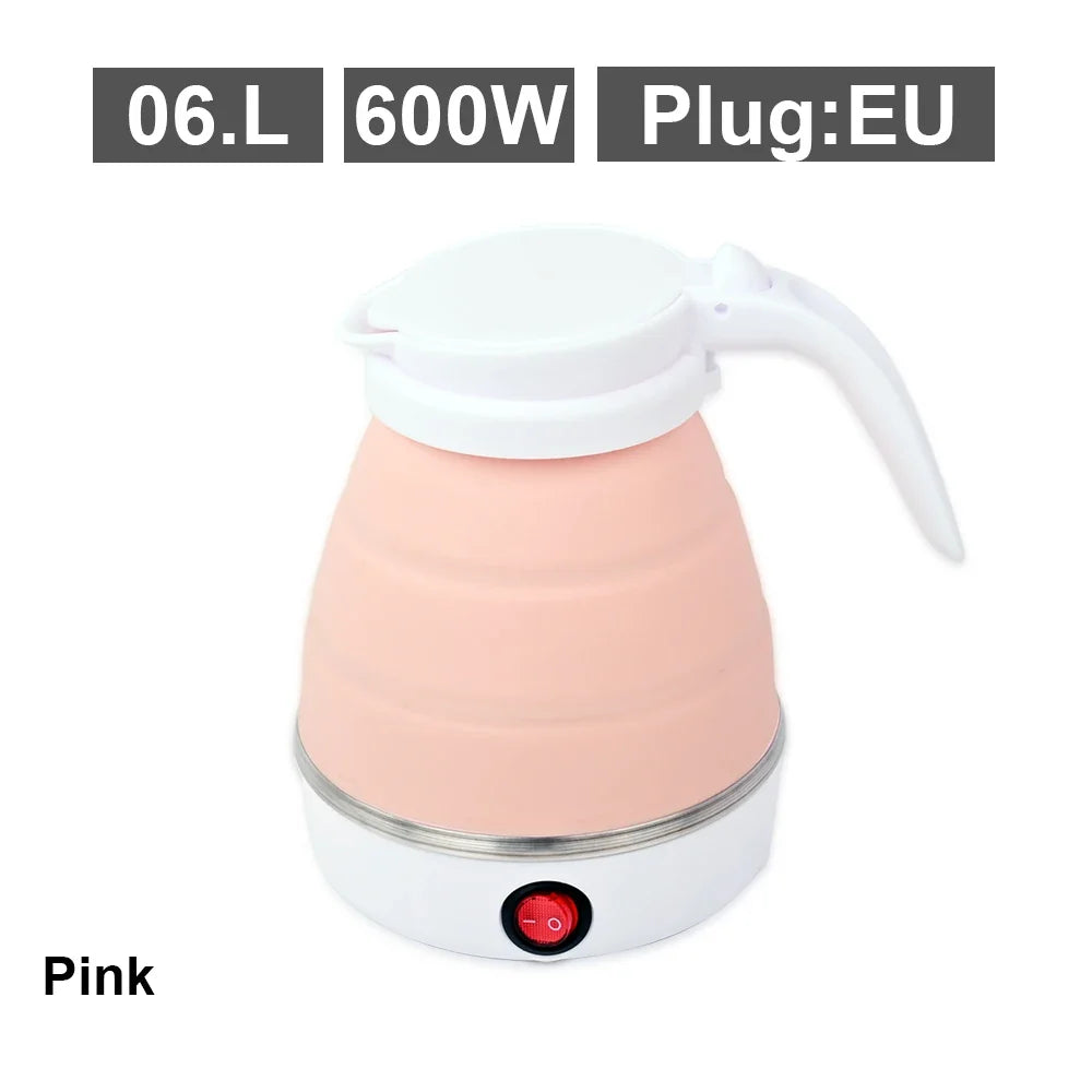 Mini foldable electric kettle 0.6L portable electric kettle household travel water heater silicone compression 110V-220V